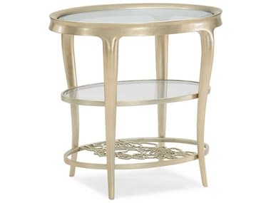 Caracole Classic Wild Flower 28" Oval Glass Oracle End Table CACCLA019411