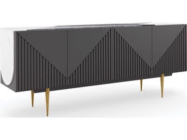 Caracole Classic Over the Edge 80'' Warm Slate Champagne Gold Sideboard CACCLA020213
