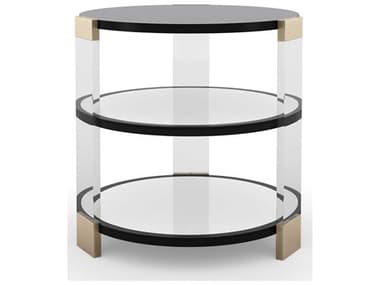 Caracole Classic Go Around It 26" Round Wood Tuxedo Black Whisper Of Gold End Table CACCLA020413