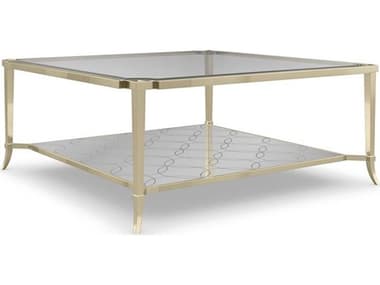 Caracole Classic Prince Charming 44'' Square Glass Whisper Of Gold Soft Silver Leaf Coffee Table CACCLA021401