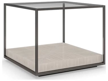 Caracole Classic Open Air 20'' Square Glass Moonstone Deep Bronze Almost Black Coffee Table CACCLA021406