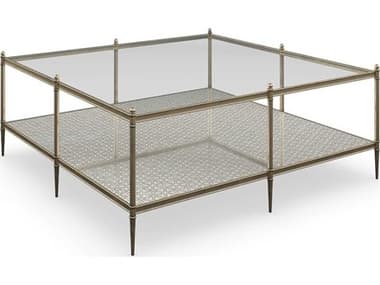 Caracole Classic Perfectly 48'' Square Glass New Gold Coffee Table CACCLA021407