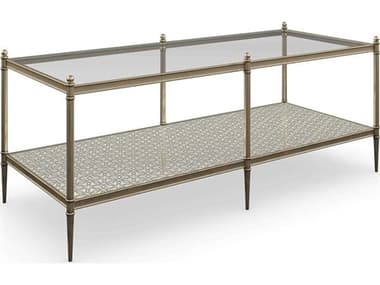 Caracole Classic Perfectable 48'' Rectangular Glass New Gold Coffee Table CACCLA021408