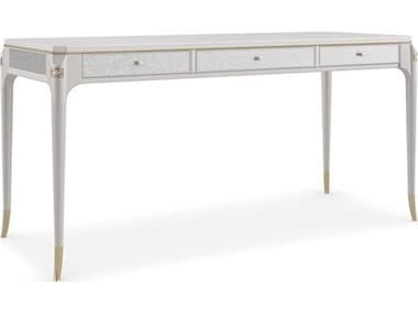 Caracole Classic Sincerely Yours 62" Stardust Platinum White Birch Wood Writing Desk CACCLA021451