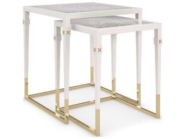 Caracole Classic 22" Rectangular Glass Pearly White Majestic Gold End Table CACCLA021471