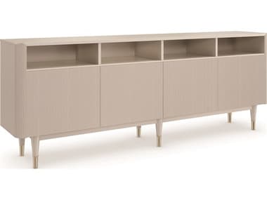 Caracole Classic Love Lines 80" Birch Wood Matte Pearl Whisper Of Gold Media Console CACCLA021531