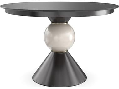 Caracole Classic Chalice 48" Round Glass Almost Black Dining Table CACCLA023202