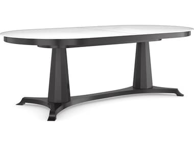 Caracole Classic Bordeaux 90" Oval Glass Almost Black Dining Table CACCLA023203