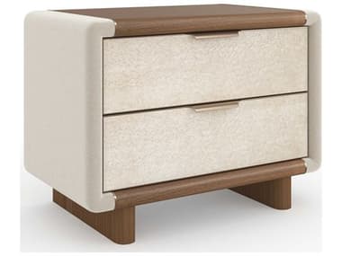 Caracole Botero 2-Drawers Beige Walnut Wood Nightstand CACCLA024063