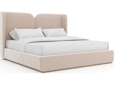 Caracole Oblique Soft Silver Paint Gloss Upholstered King Platform Bed CACCLA024125