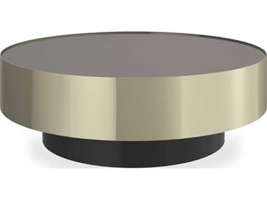 Caracole Radius Round Mirror Chocolate Truffle Coffee Table CACCLA0244011