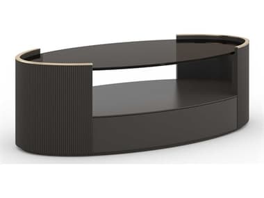 Caracole Love Oval Glass Dark Chocolate; Whisper Of Gold Coffee Table CACCLA0244014