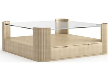 Caracole Love Square Glass Oracle; Whisper Of Gold Coffee Table CACCLA0244015