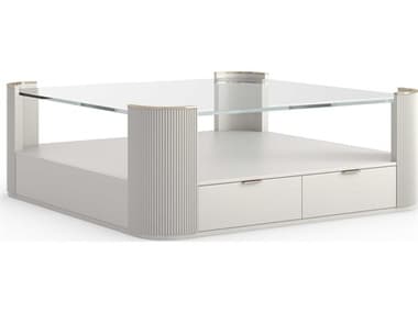 Caracole Love Square Glass Matte Pearl; Whisper Of Gold Coffee Table CACCLA024406