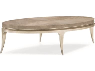 Caracole Classic Moonlit Sand / Soft Silver Leaf 59''W x 28''D Oval Cocktail Table CACCLA4174012