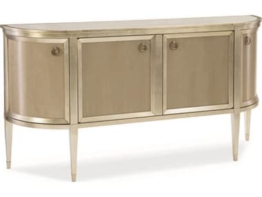 Caracole Classic Cream Stone with Smoke / Taupe Silver Leaf 76''W x 19''D Demilune Sideboard CACCLA417682