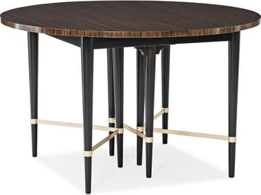 Caracole Classic Saddle / Black Neutral Metallic 48-72'' Wide Round Dining Table with Extension CACCLA4192025