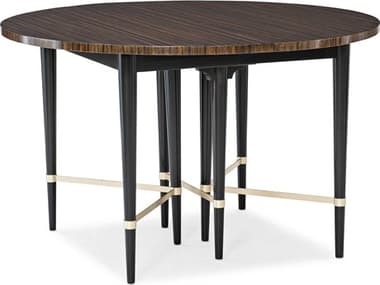 Caracole Classic Saddle / Black Neutral Metallic 48-144'' Wide Round Dining Table with Extension CACCLA419206