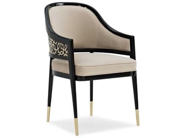 Caracole Classic Club Member Black Fabric Upholstered Arm Dining Chair CACCLA419282