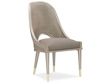 Caracole Classic Cane I Join You Gray Fabric Upholstered Side Dining Chair CACCLA419287