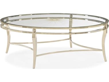 Caracole Classic Star is Born 48" Round Glass Whisper Of Gold Neutral Metallic Coffee Table CACCLA419407