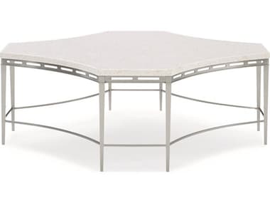 Caracole Classic 50" Square Terrazzo Stone Lightly Brushed Chrome Coffee Table CACCLA420401