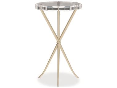 Caracole Classic In A Tizzy 14&quot; Round Plastic Clear Acrylic Neutral Metallic End Table CACCLA420422