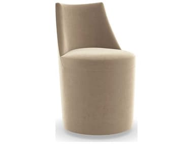 Caracole Classic Barrel Roll Beige Fabric Upholstered Side Dining Chair CACCLA421291