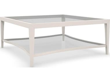 Caracole Classic Charming 44'' Square Glass Matte Pearl Coffee Table CACCLA421406