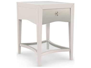 Caracole Classic Little Charm 18'' Rectangular Glass Matte Pearl Dusty Silver End Table CACCLA421416