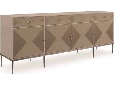 Caracole Classic Low Rise 82" Birch Wood Woodland Gray Sparkling Argent Deep Bronze Media Console CACCLA422213