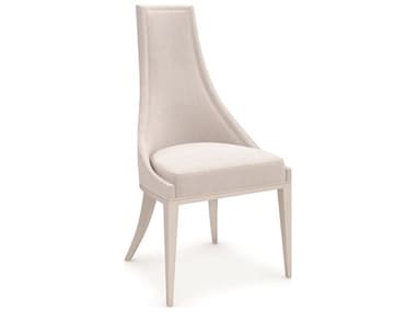 Caracole Classic Tall Order Birch Wood White Fabric Upholstered Side Dining Chair CACCLA422282