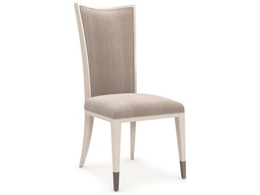 Caracole Classic Lady Grey Birch Wood Gray Fabric Upholstered Side Dining Chair CACCLA422285