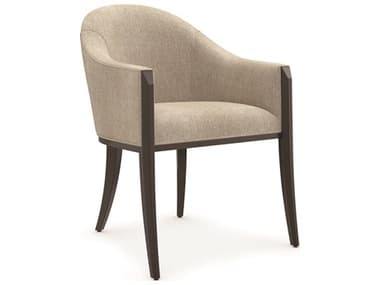 Caracole Classic Next Course Birch Wood Beige Fabric Upholstered Arm Dining Chair CACCLA422291