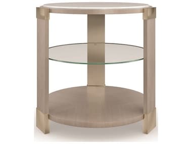 Caracole Classic Oculus 26" Round Marble Moonstone Charcoal Leaf Whisper Of Gold End Table CACCLA422413