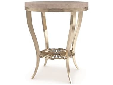 Caracole Classic Plie 23" Round Wood Chinchilla Whisper Of Gold End Table CACCLA422417