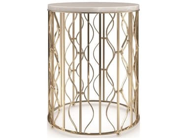 Caracole Classic Style Spotter 20" Round Marble Whisper Of Gold End Table CACCLA422423