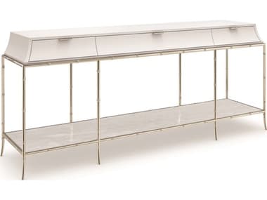 Caracole Classic Oolong 75" Rectangular Wood Almond Milk Whisper Of Gold Console Table CACCLA422442