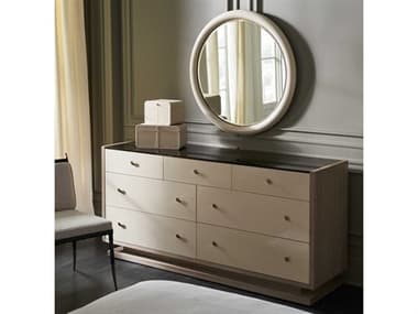 Caracole Classic 7-Drawers White Poplar Wood Double Dresser and Mirror Set CACCLA423011SET