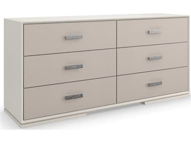 Caracole Classic Silver Lining 68" Wide 6-Drawers Beige Poplar Wood Double Dresser CACCLA423012