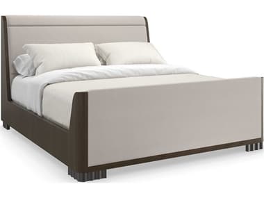 Caracole Classic Slow Wave Otter Beige Poplar Wood Upholstered King Panel Bed CACCLA423123
