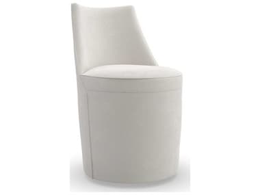 Caracole Classic Barrel Roll White Fabric Upholstered Side Dining Chair CACCLA423283