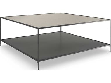 Caracole Classic Smoulder 48" Square Mirror Brushed Deep Bronze Cocktail Table CACCLA423408