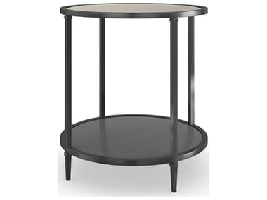 Caracole Classic Smoulder 23" Round Mirror Brushed Deep Bronze End Table CACCLA423417