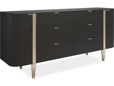 Caracole Classic Love At First Sight 78"W 6-Drawers Black Birch Wood Double Dresser CACCLA424035