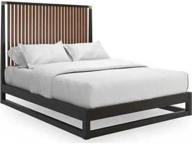 Caracole Classic Pinstripe 66.25"W Black Hardwood Wood Queen Platform Bed CACCLA424107