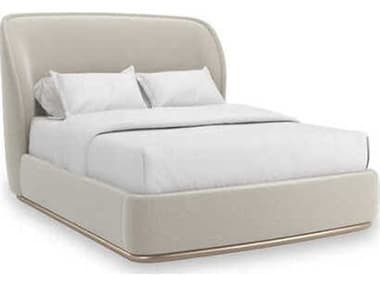 Caracole Classic Opal Soft Silver Paint Hardwood Upholstered Queen Platform Bed CACCLA424108