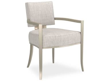 Caracole Classic Reserved Seating 26"W Birch Wood Gray Fabric Upholstered Arm Dining Chair CACCLA424275A