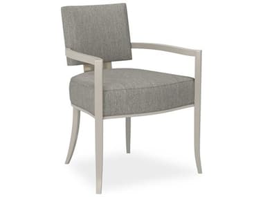 Caracole Classic Reserved Seating 26"W Birch Wood Gray Fabric Upholstered Arm Dining Chair CACCLA424275B