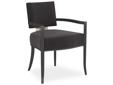 Caracole Classic Reserved Seating Birch Wood Black Upholstered Arm Dining Chair CACCLA424275C